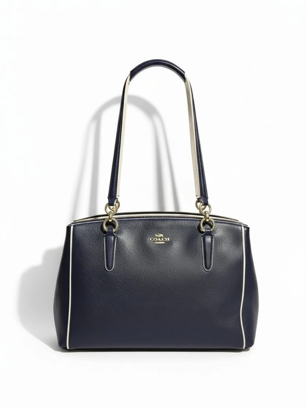 Coach Christie Carryall Tote Bag Midnight/Navy Crossgrain Leather